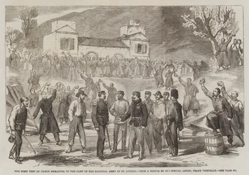 Der erste Besuch von Viktor Emanuel im Lager der Nationalarmee in St. Angelo